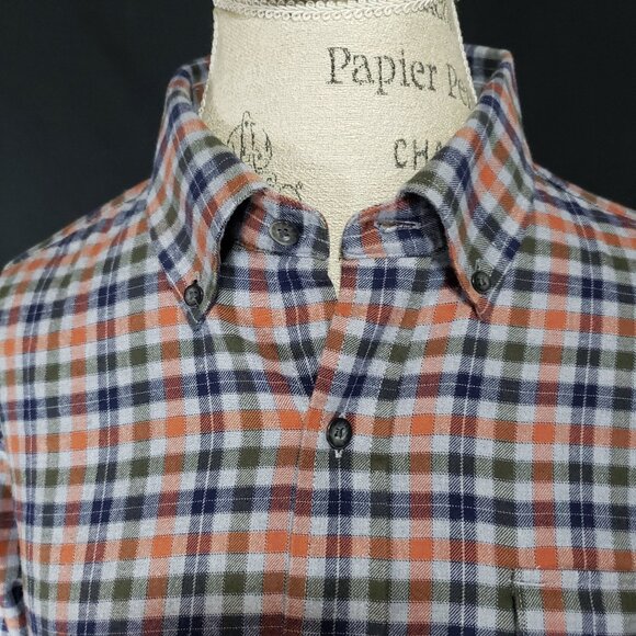 Fish Hippie Men's LS Button Front Flannel - Blue Orange Green Gray - Sz L* - Picture 3 of 5
